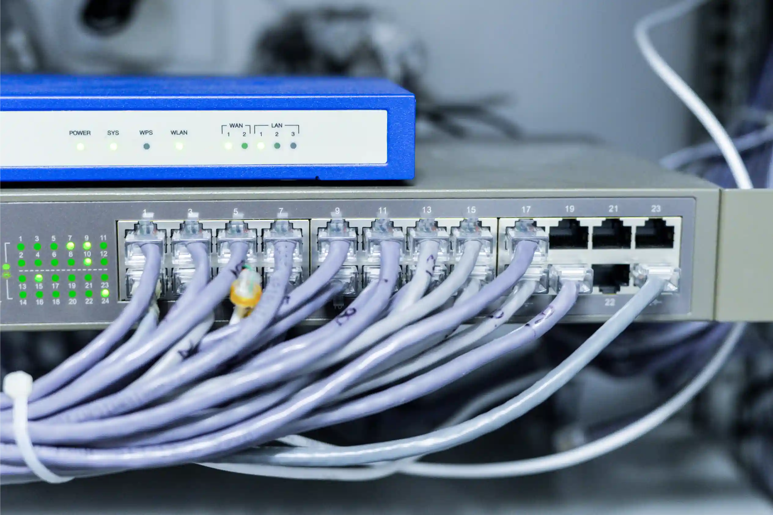 network switch with cables